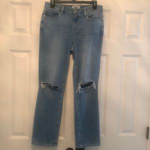 Paige Amber Straight Mid-Rise Jean in Walkabout Destruction